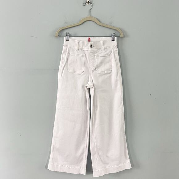 SPANX Spanxshape EveryWear Cropped Wide Leg Patch Pocket White Jeans - Picture 3 of 7